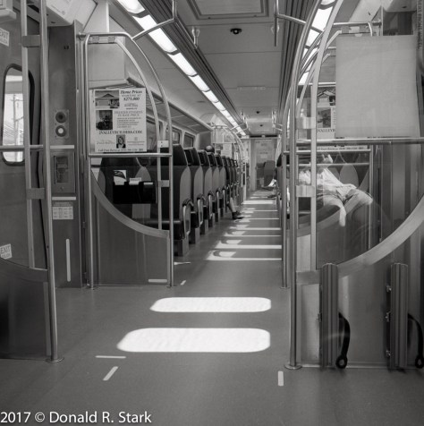 DIA train interior with reflections